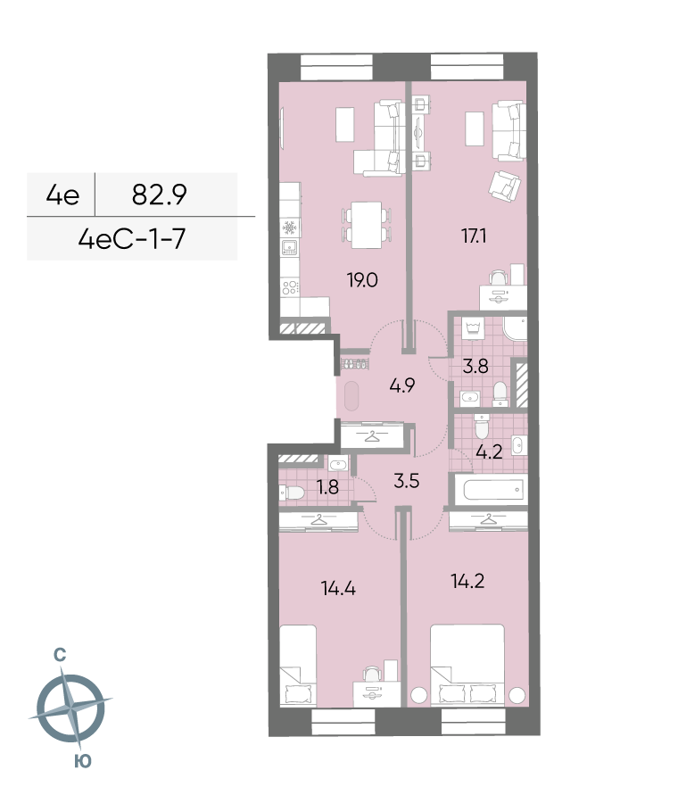 3х-комнатная квартира в ЖК Зиларт